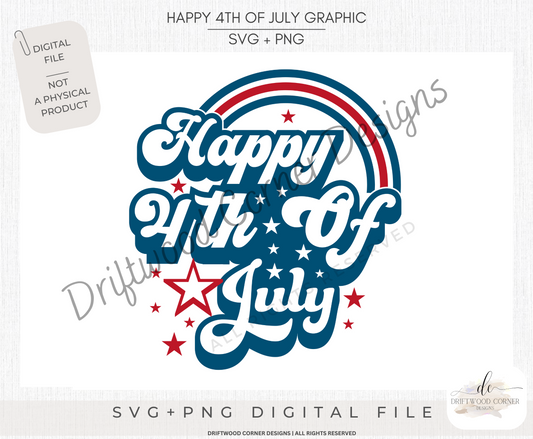 Happy 4th of July SVG + PNG Graphic File