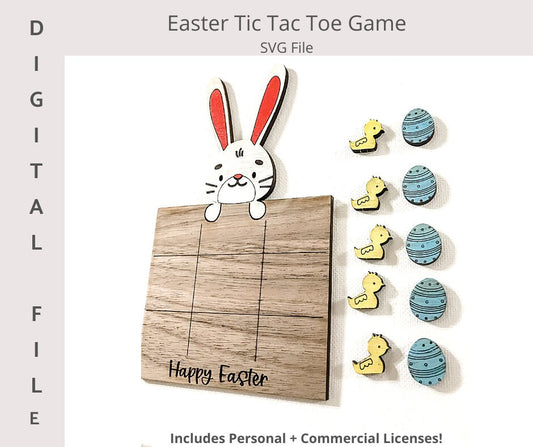 Easter Bunny Tic Tac Toe Game Digital SVG File/Easter Games/Wooden Games/ Easter Kids Crafts/Easter Basket