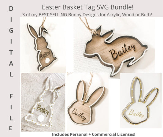 Easter Basket Gift Tag SVG Bundle! 3 of My BEST SELLING Tag Designs in 1 Bundle! Easter Basket/Easter tags/Easter Bunny/Kids Easter